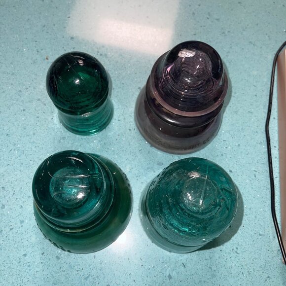 Whitall Antique Insulator Glass Collection Set of 4 Decor - Picture 3 of 16